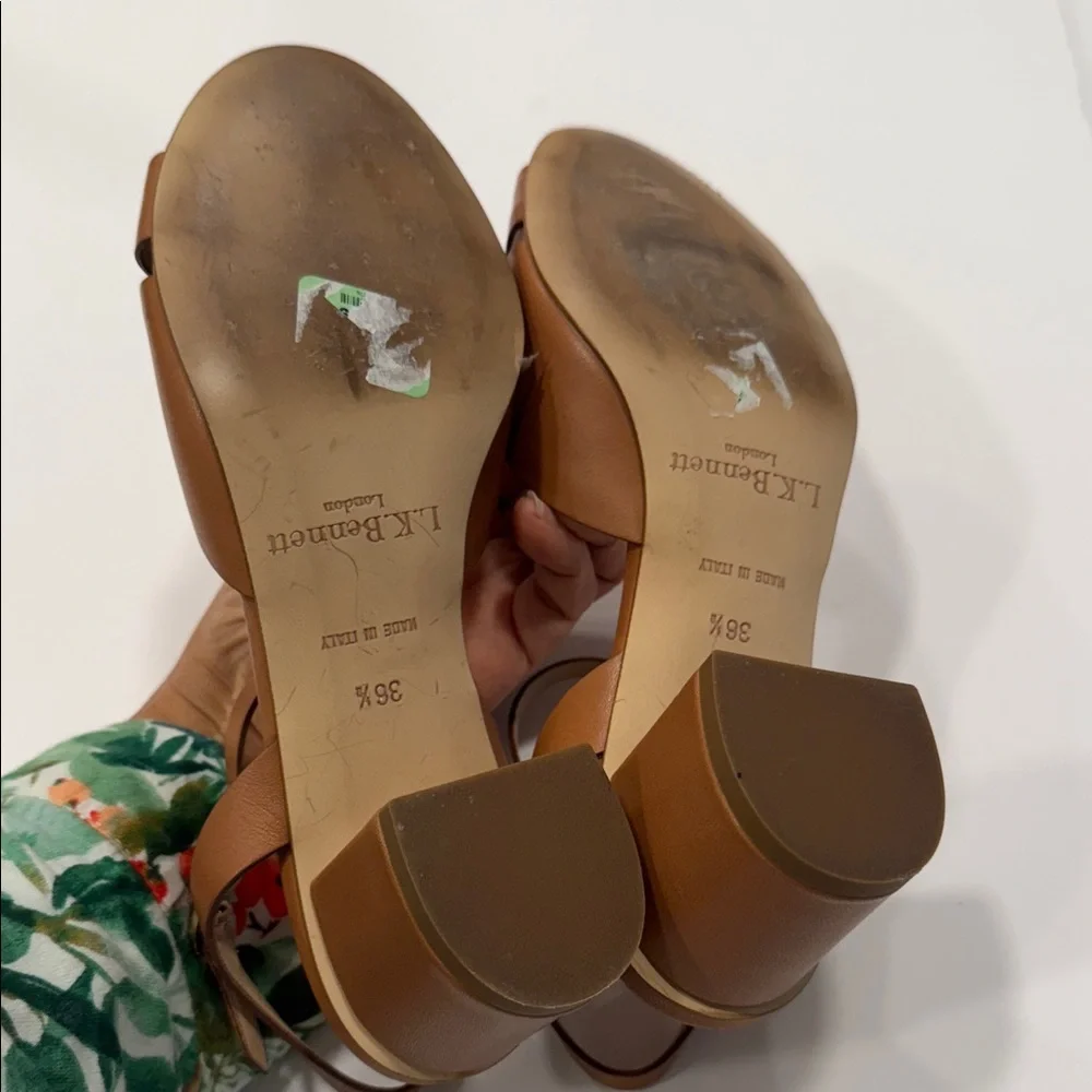 LK Bennett Tabitha Brown Block Heel leather Sandals size 61/2